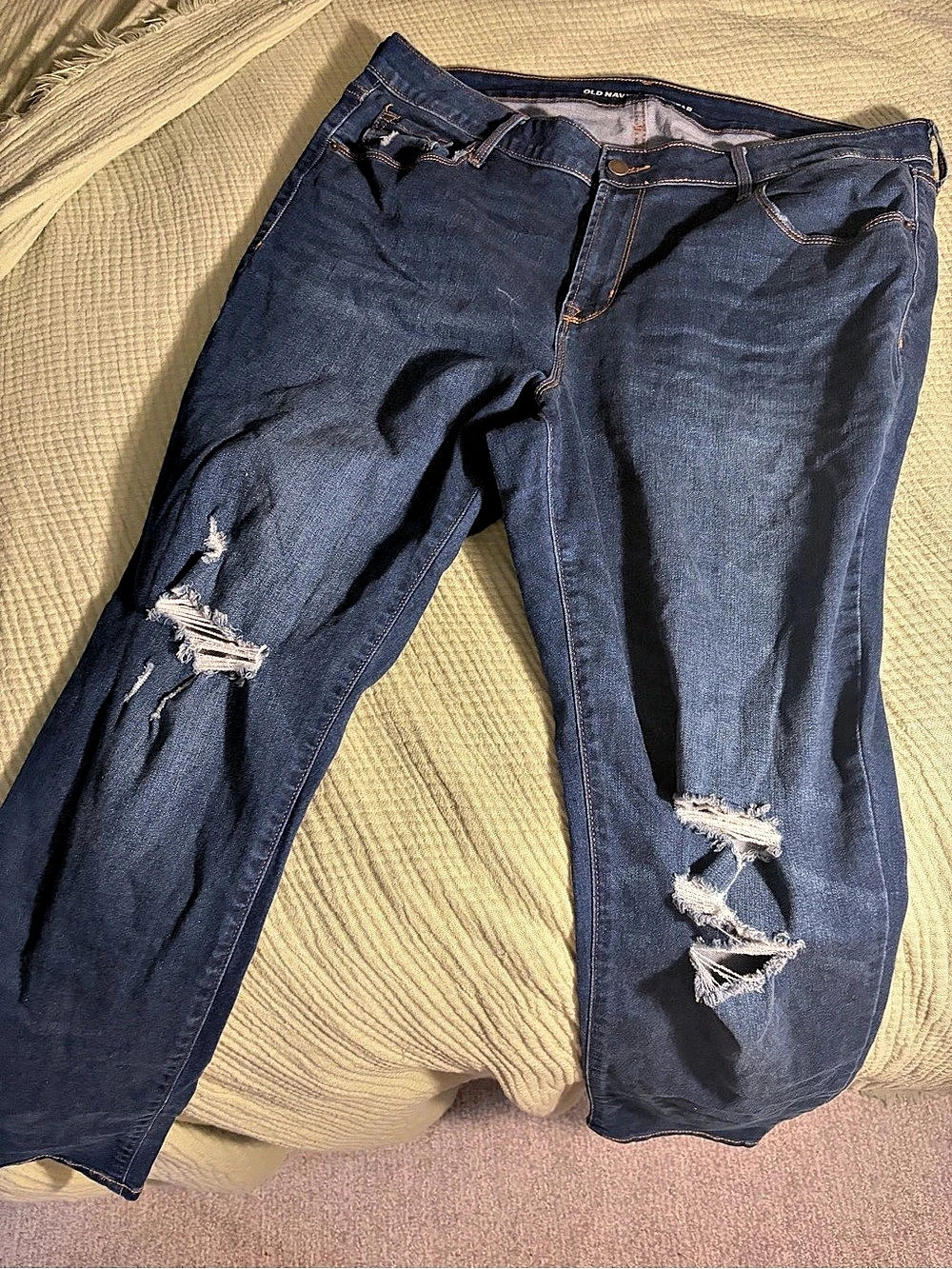 Old Navy Rockstar Mid-Rise Distressed Skinny Jeans Blue Waist 16